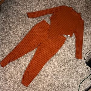 3XL SHEIN Ribbed Rust Orange 2 Piece